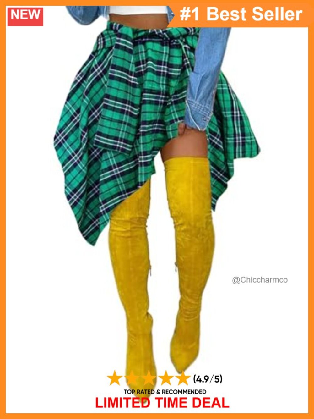 Plaid Mini Skort Elastic High Waist Tie Front Pleated A-Line